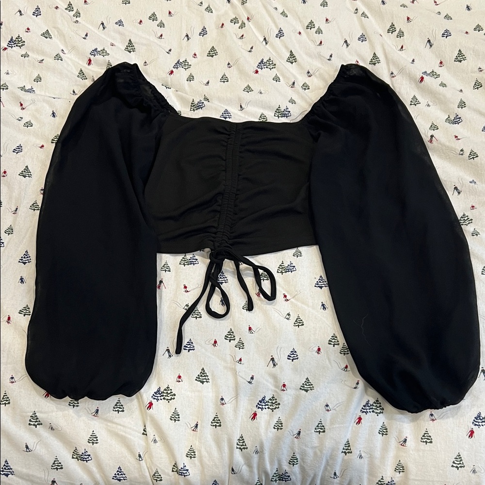 SHEIN Black Puff Sleeve Top